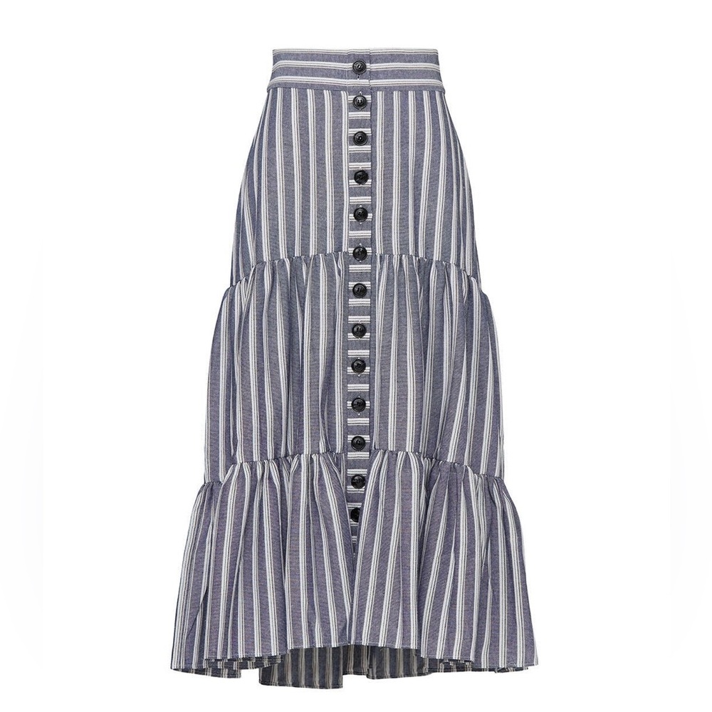 Marisa Webb Collective Blue Striped Midi Skirt